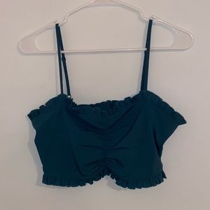 UO Teal Ruched Crop Top